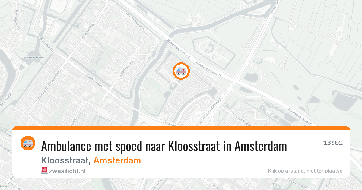 Ambulance met spoed naar Kloosstraat in Amsterdam — 6 aug 2026