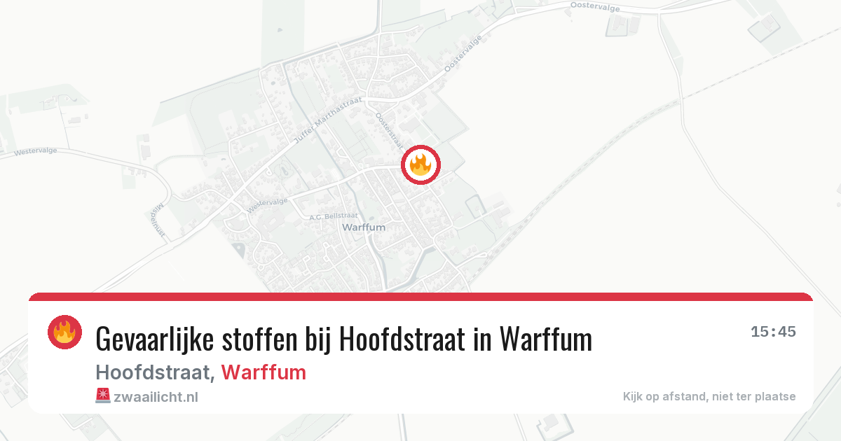 Gevaarlijke stoffen bij Hoofdstraat in Warffum — 1 aug 2026