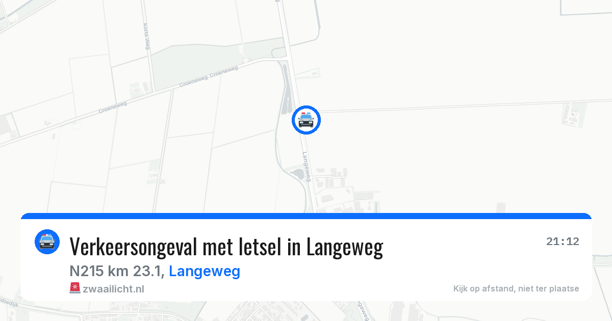 Verkeersongeval met letsel in Langeweg — 13 aug 2026