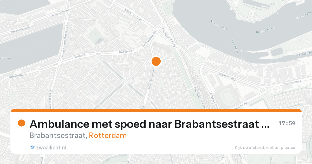 Ambulance met spoed naar Brabantsestraat in Rotterdam — 17 aug 2026