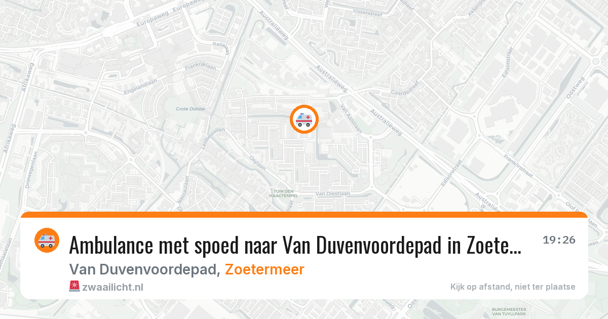 Ambulance met spoed naar Van Duvenvoordepad in Zoetermeer — 5 aug 2026