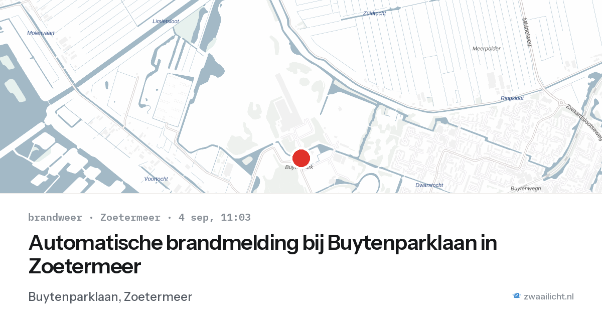 Automatische brandmelding bij Buytenparklaan in Zoetermeer — 4 sep 2026