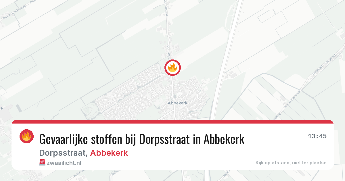 Gevaarlijke stoffen bij Dorpsstraat in Abbekerk — 22 jun 2026