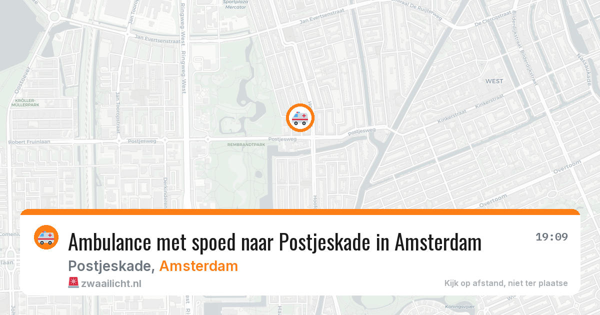 Ambulance met spoed naar Postjeskade in Amsterdam — 20 jun 2026
