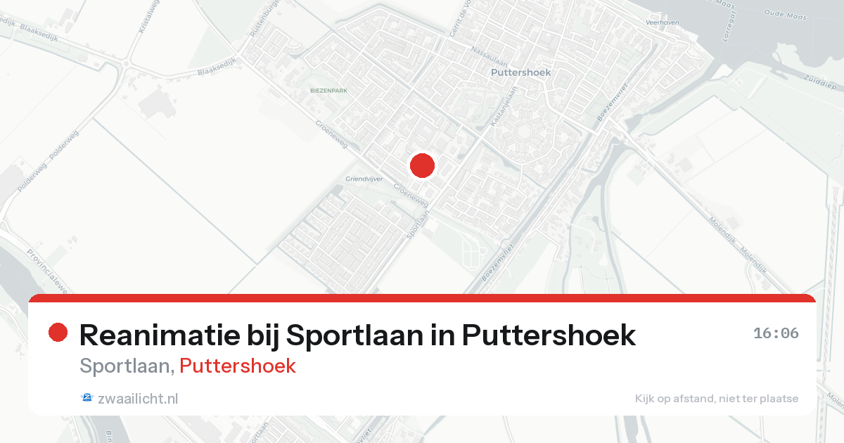 Reanimatie bij Sportlaan in Puttershoek — 25 aug 2026