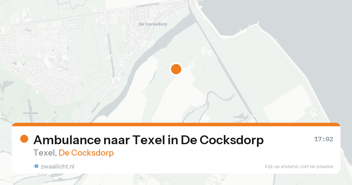 Ambulance naar Texel in De Cocksdorp — 17 aug 2026