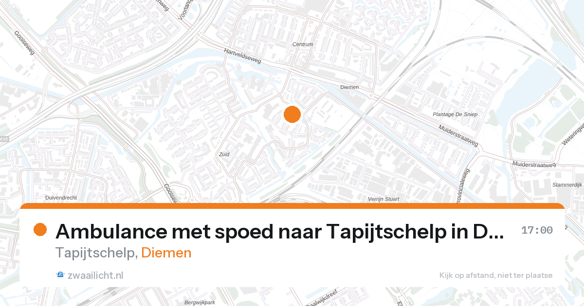 Ambulance met spoed naar Tapijtschelp in Diemen — 27 aug 2026