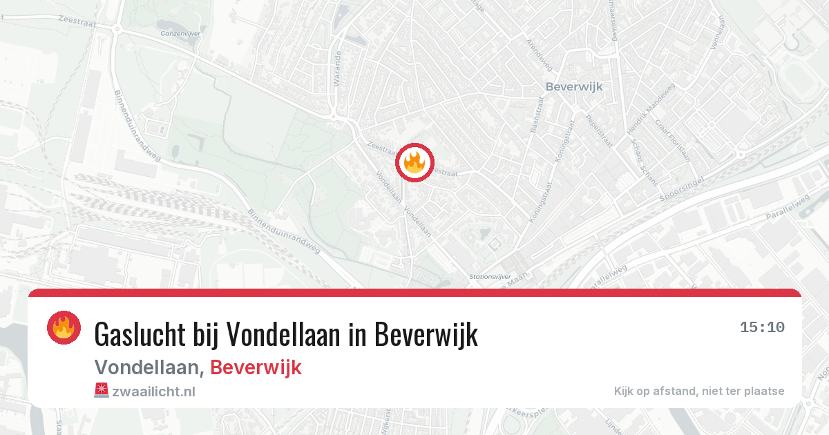 Gaslucht bij Vondellaan in Beverwijk — 10 aug 2026