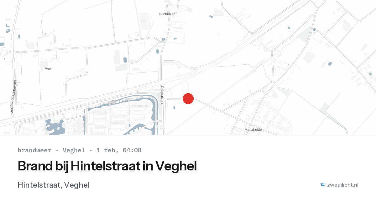Brand bij Hintelstraat in Veghel — 1 feb 2026