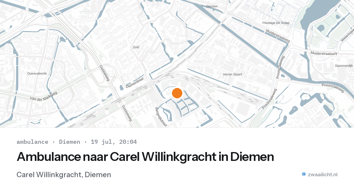 Ambulance naar Carel Willinkgracht in Diemen — 19 jul 2026