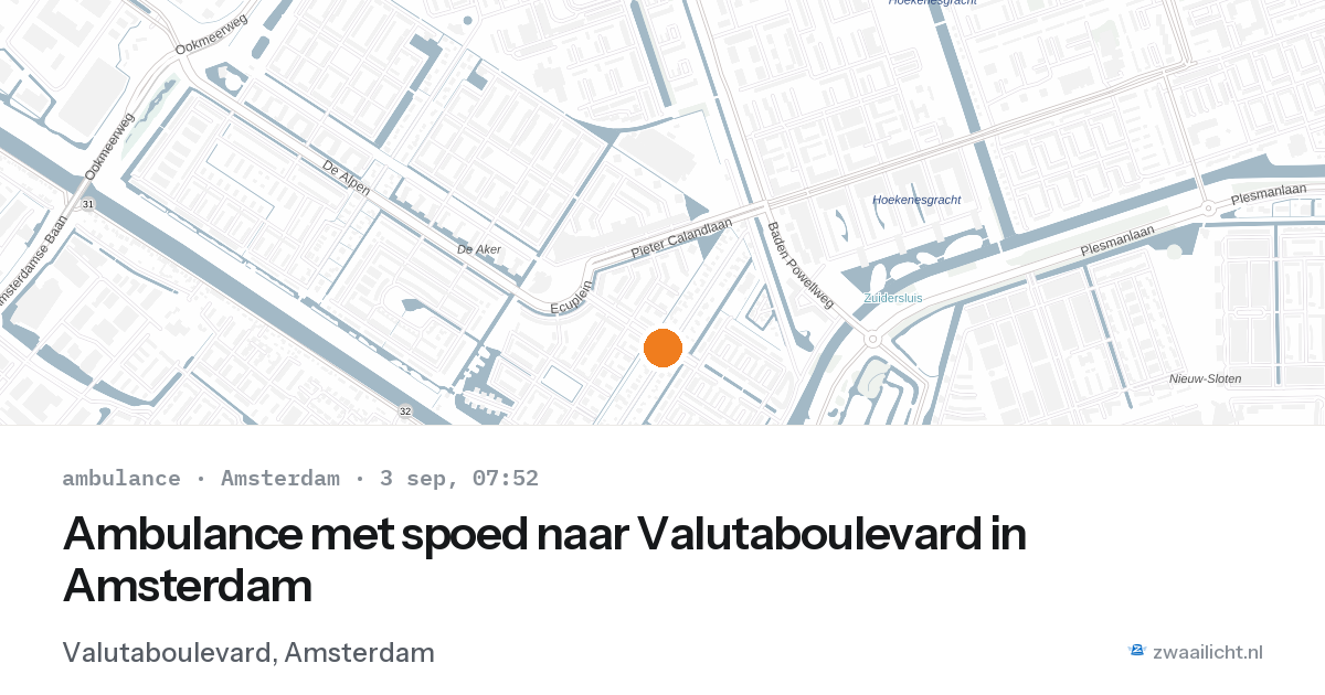 Ambulance met spoed naar Valutaboulevard in Amsterdam — 3 sep 2026