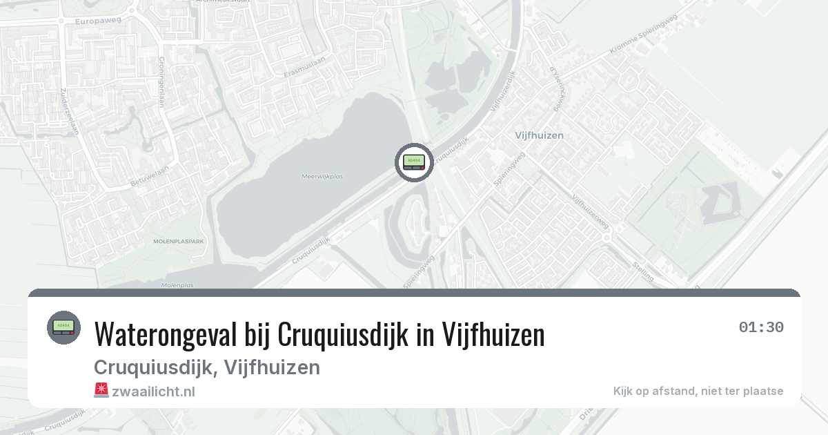 Waterongeval bij Cruquiusdijk in Vijfhuizen — 21 feb 2026