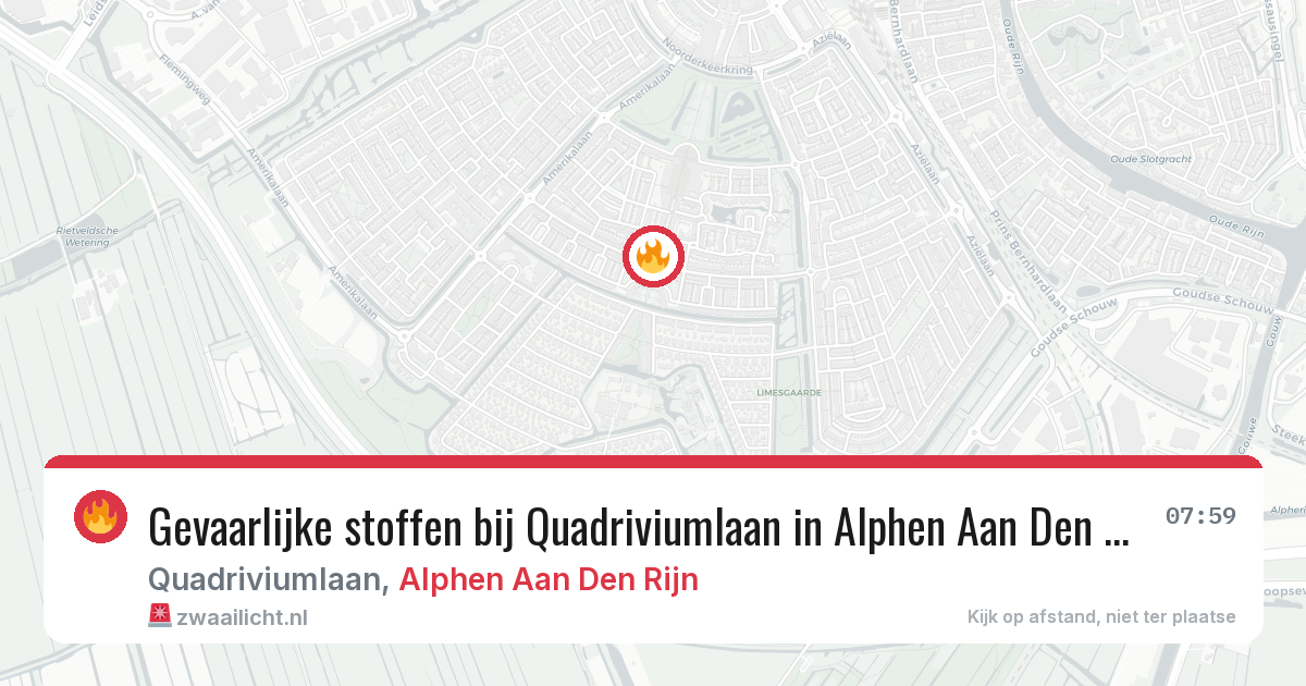 Gevaarlijke stoffen bij Quadriviumlaan in Alphen Aan Den Rijn — 8 jul 2026