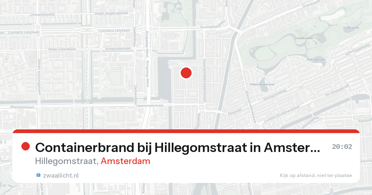 Containerbrand bij Hillegomstraat in Amsterdam — 19 aug 2026