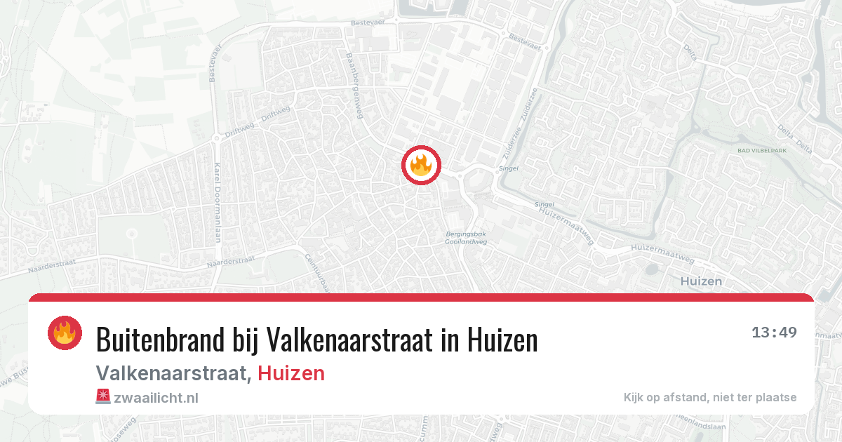 Buitenbrand bij Valkenaarstraat in Huizen — 4 aug 2026
