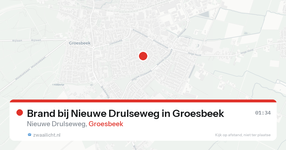 Brand bij Nieuwe Drulseweg in Groesbeek — 19 aug 2026