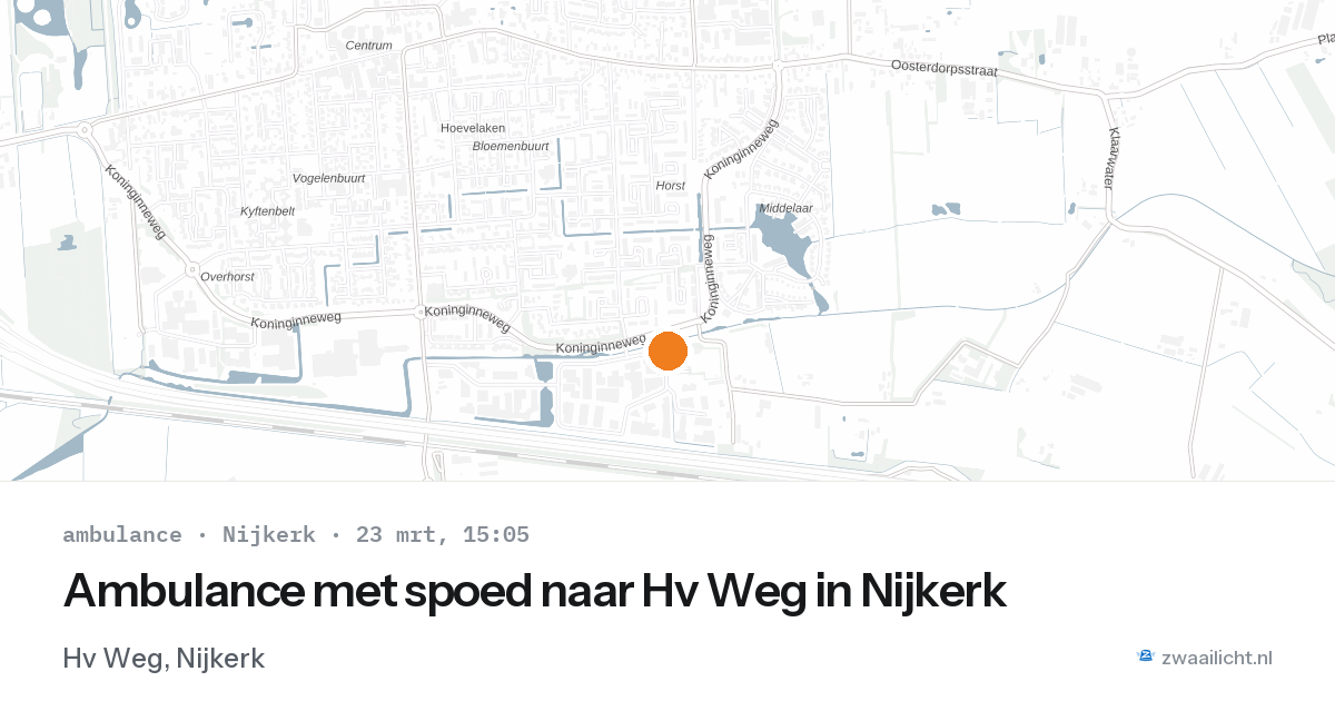 Ambulance met spoed naar Hv Weg in Nijkerk — 23 mrt 2026