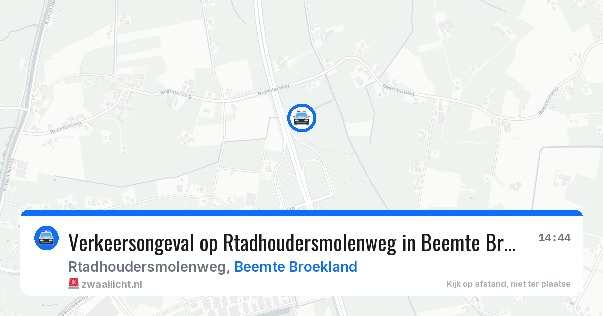 Verkeersongeval op Rtadhoudersmolenweg in Beemte Broekland — 20 jun 2026