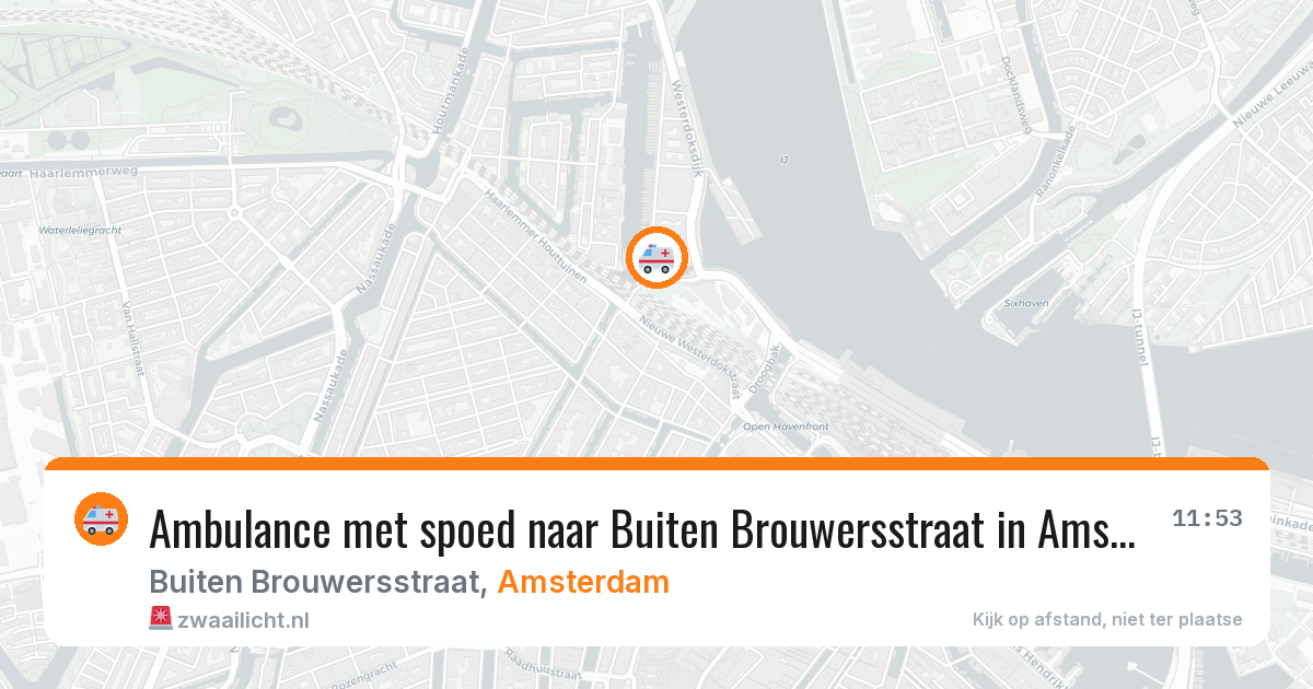 Ambulance met spoed naar Buiten Brouwersstraat in Amsterdam — 26 jun 2026