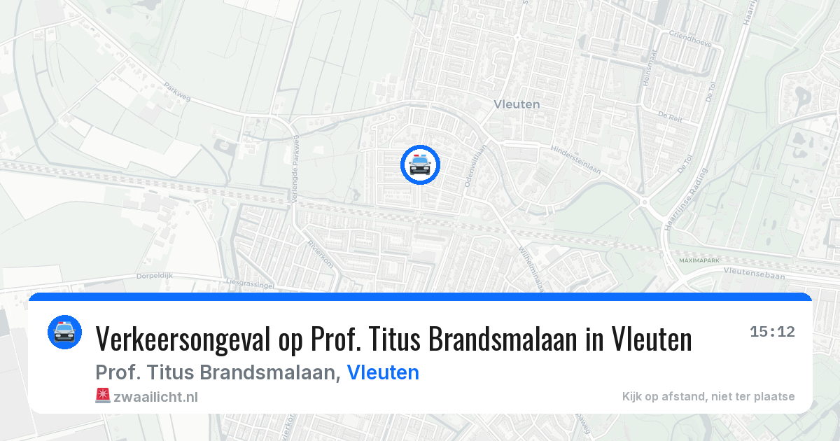 Verkeersongeval op Prof. Titus Brandsmalaan in Vleuten — 12 jun 2026