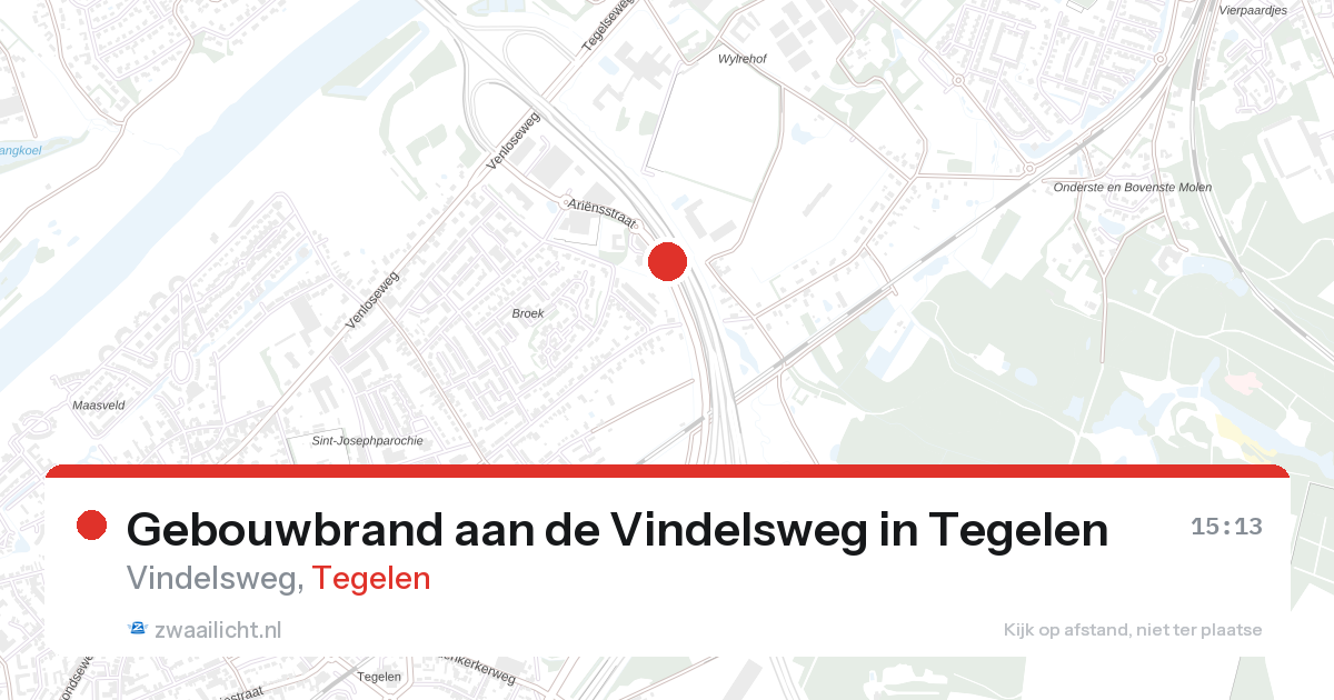 Gebouwbrand aan de Vindelsweg in Tegelen — 28 aug 2026