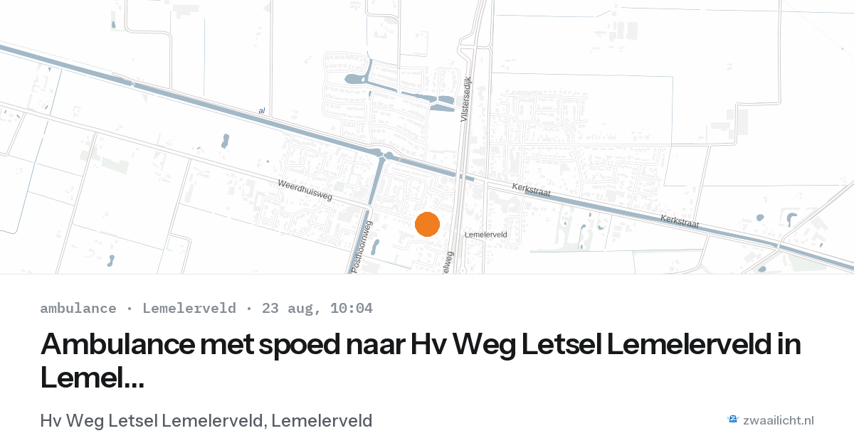 Ambulance met spoed naar Hv Weg Letsel Lemelerveld in Lemelerveld — 23 aug 2026