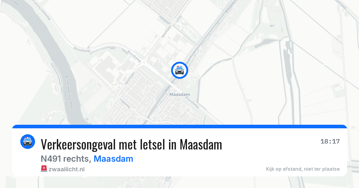 Verkeersongeval met letsel in Maasdam — 14 jun 2026