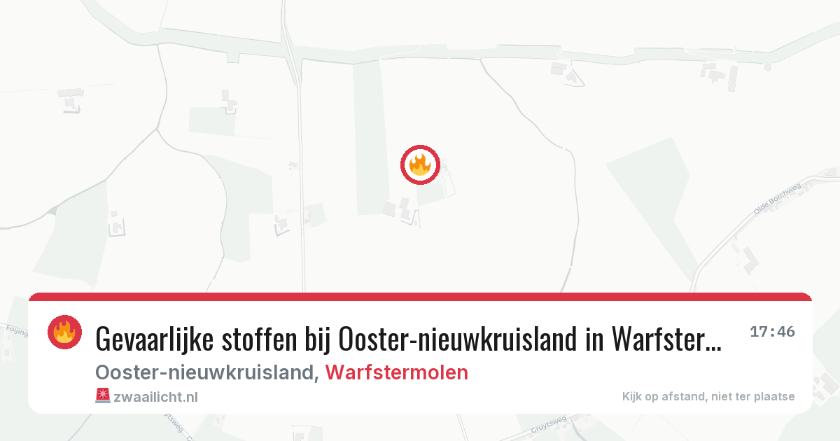 Gevaarlijke stoffen bij Ooster-nieuwkruisland in Warfstermolen — 12 jun 2026