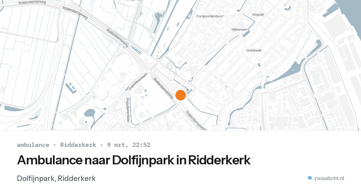 Ambulance naar Dolfijnpark in Ridderkerk — 9 mrt 2026