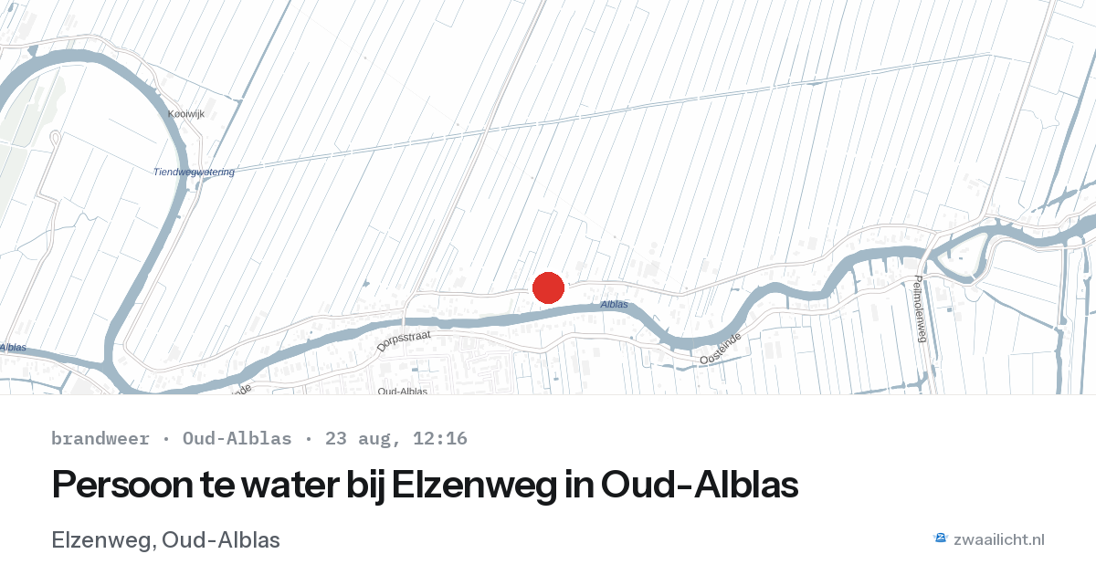 Persoon te water bij Elzenweg in Oud-Alblas — 23 aug 2026