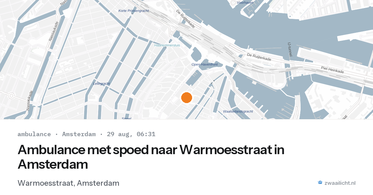 Ambulance met spoed naar Warmoesstraat in Amsterdam — 29 aug 2026