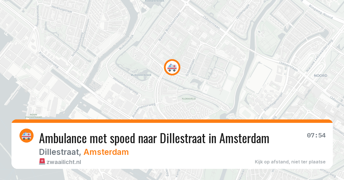 Ambulance met spoed naar Dillestraat in Amsterdam — 16 mei 2026