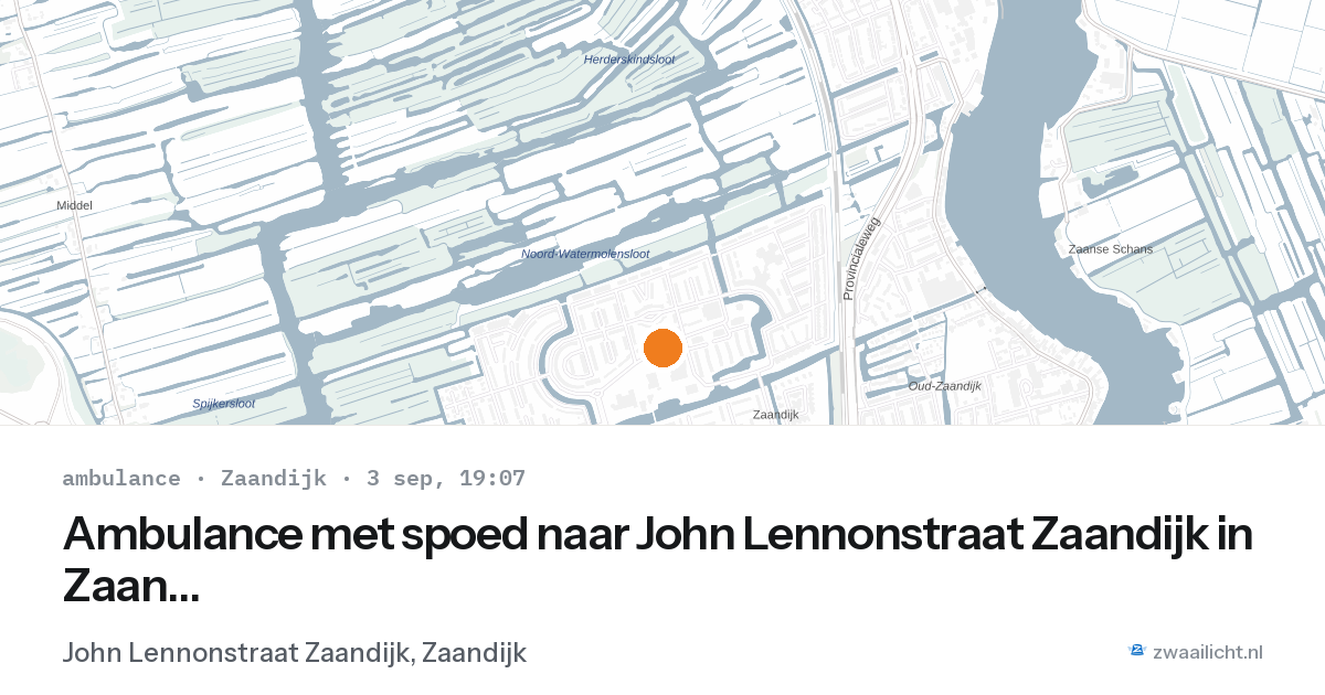 Ambulance met spoed naar John Lennonstraat Zaandijk in Zaandijk — 3 sep 2026