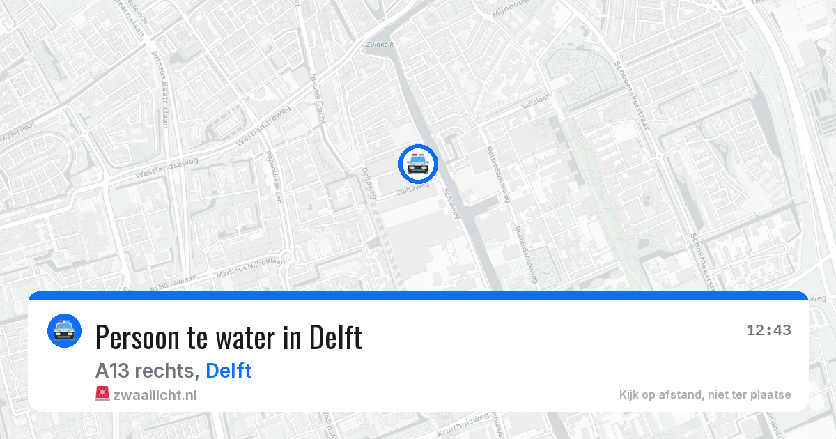 Persoon te water in Delft — 11 aug 2026