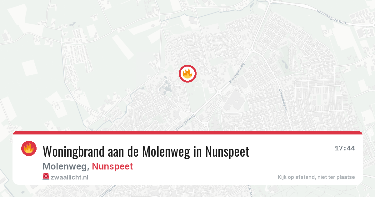 Woningbrand aan de Molenweg in Nunspeet — 21 mrt 2026