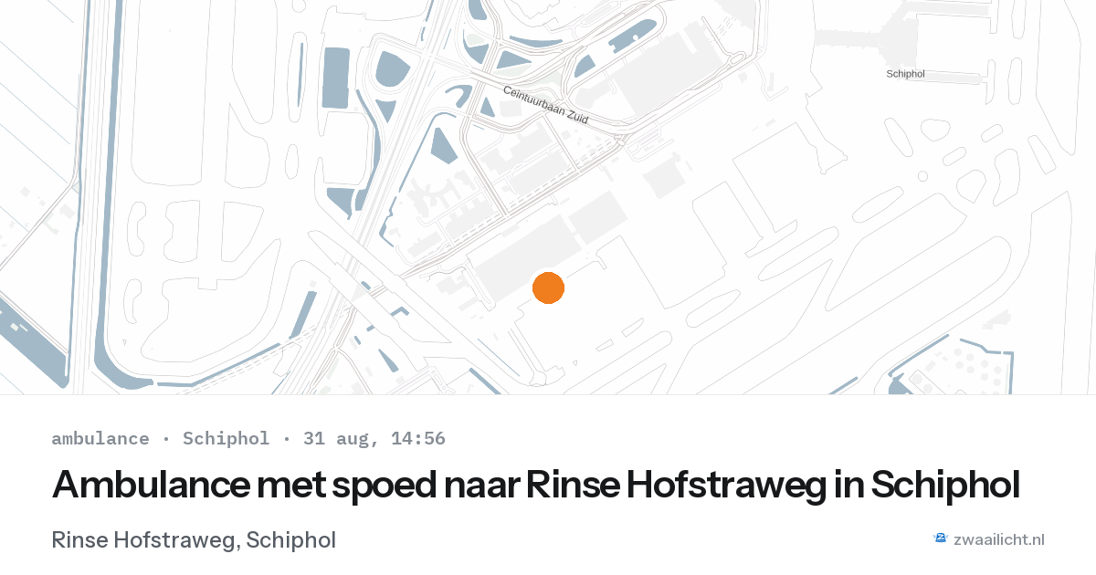 Ambulance met spoed naar Rinse Hofstraweg in Schiphol — 31 aug 2026