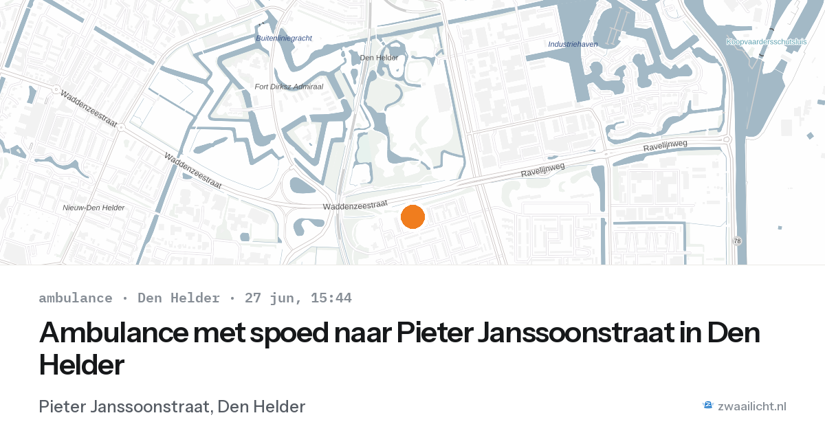 Ambulance met spoed naar Pieter Janssoonstraat in Den Helder — 27 jun 2026