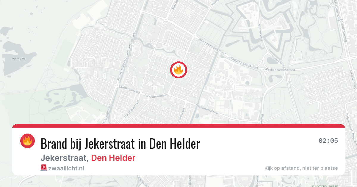 Brand bij Jekerstraat in Den Helder — 6 aug 2026
