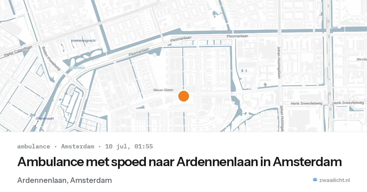 Ambulance met spoed naar Ardennenlaan in Amsterdam — 9 jul 2026