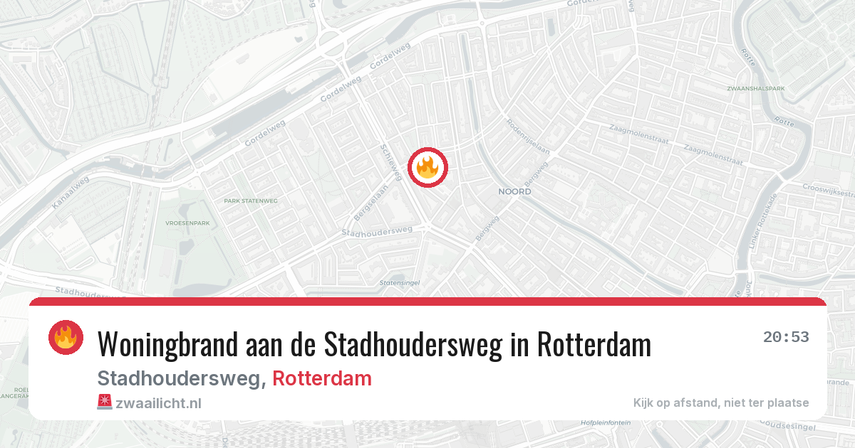 Woningbrand aan de Stadhoudersweg in Rotterdam — 8 aug 2026