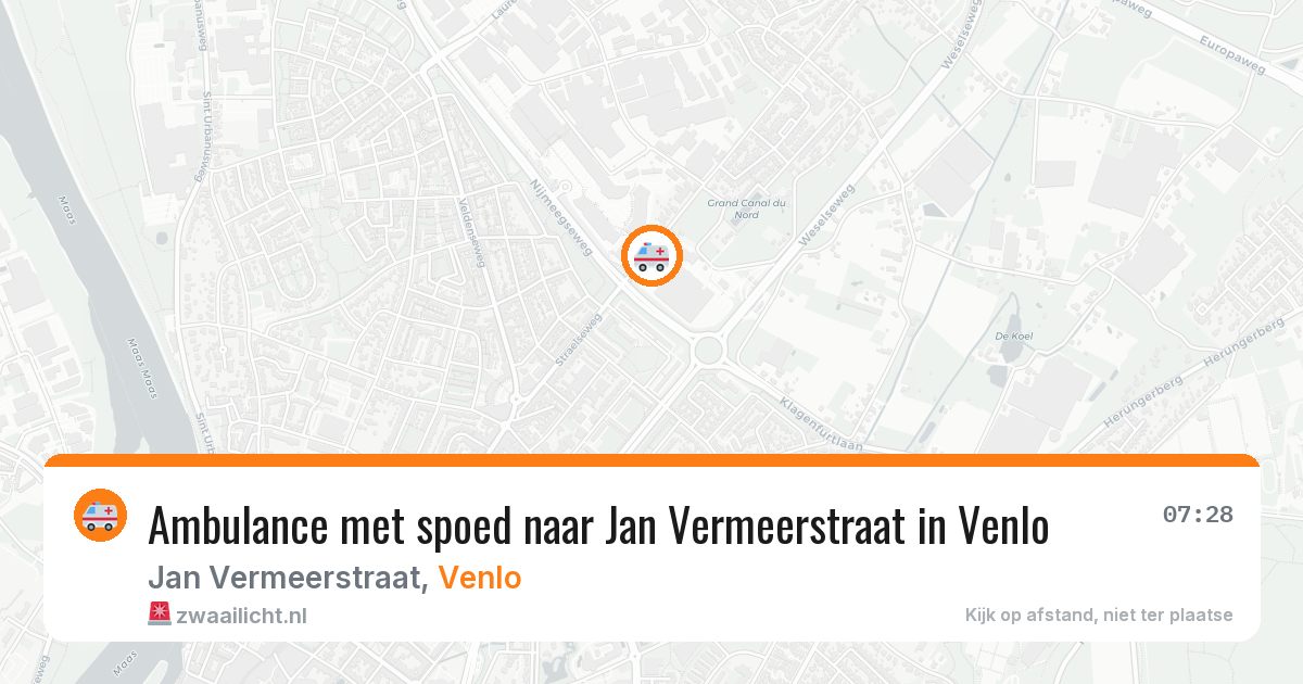 Ambulance met spoed naar Jan Vermeerstraat in Venlo — 25 jun 2026