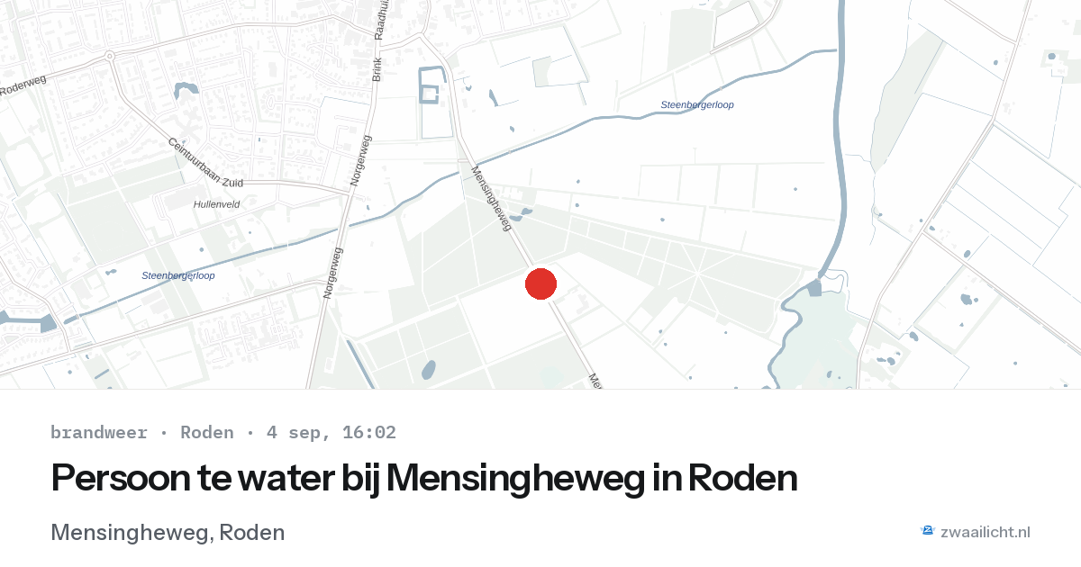 Persoon te water bij Mensingheweg in Roden — 4 sep 2026