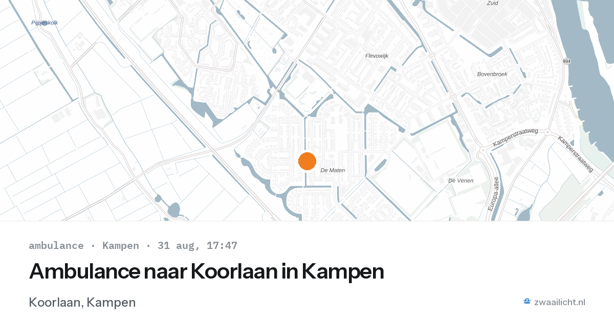 Ambulance naar Koorlaan in Kampen — 31 aug 2026