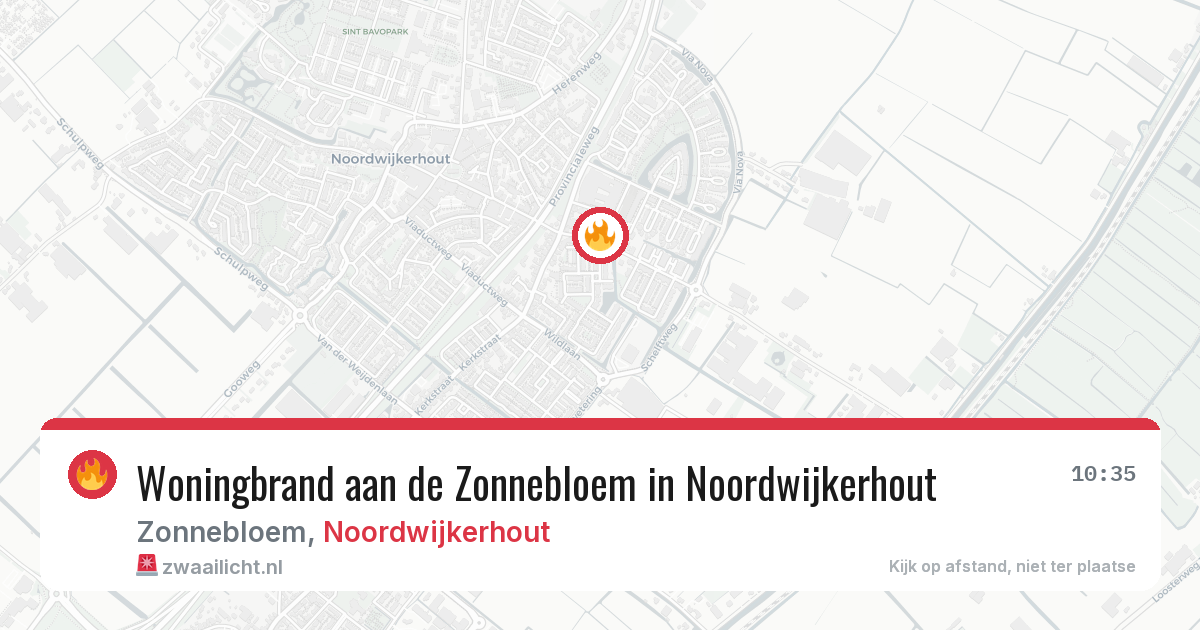 Woningbrand aan de Zonnebloem in Noordwijkerhout — 13 jun 2026