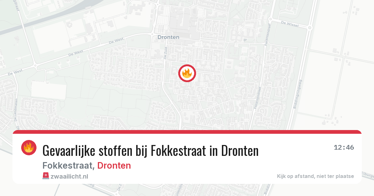 Gevaarlijke stoffen bij Fokkestraat in Dronten — 30 jun 2026