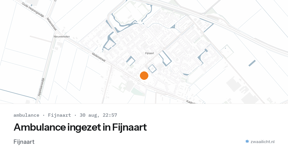 Ambulance ingezet in Fijnaart — 30 aug 2026