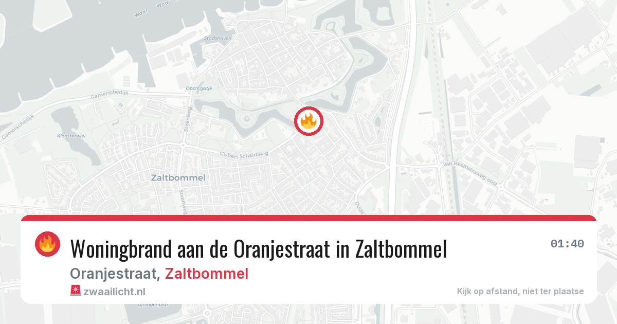 Woningbrand aan de Oranjestraat in Zaltbommel — 24 jun 2026