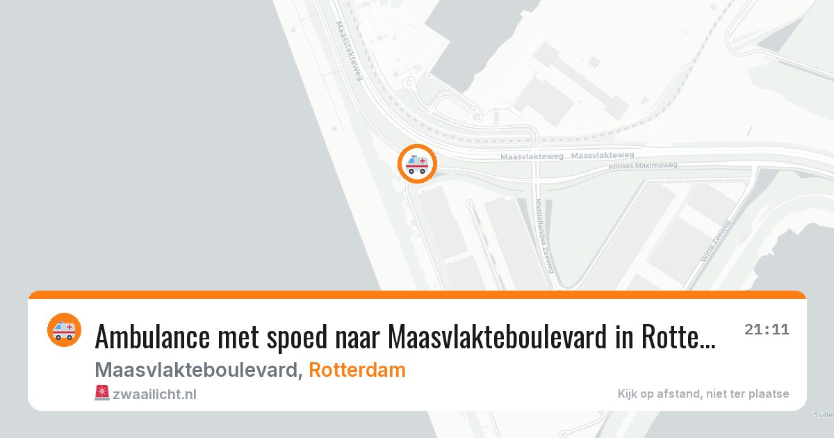 Ambulance met spoed naar Maasvlakteboulevard in Rotterdam — 9 aug 2026