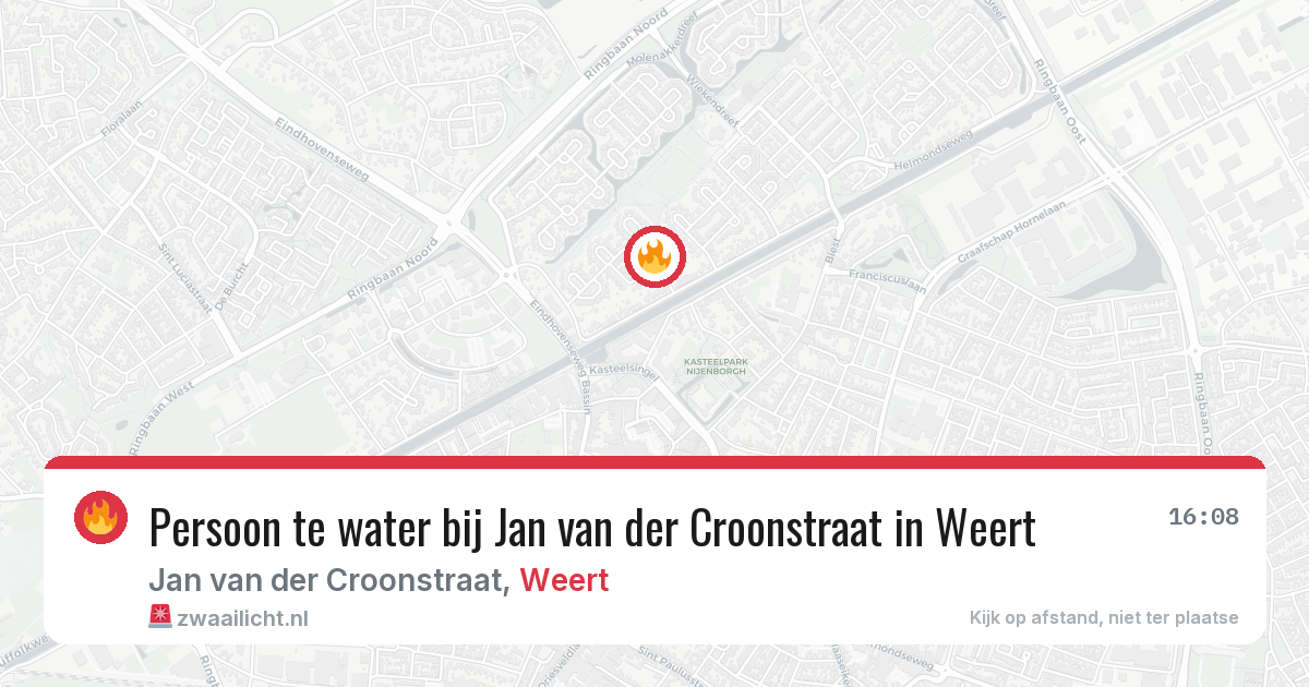 Persoon te water bij Jan van der Croonstraat in Weert — 13 aug 2026