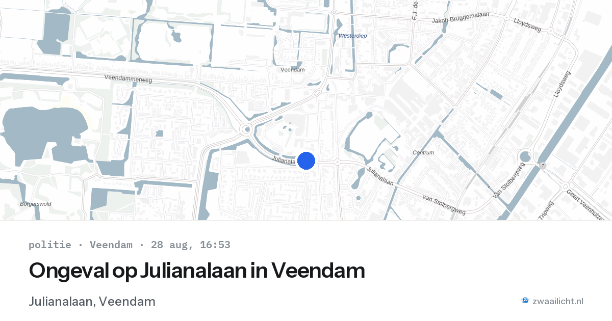Ongeval op Julianalaan in Veendam — 28 aug 2026